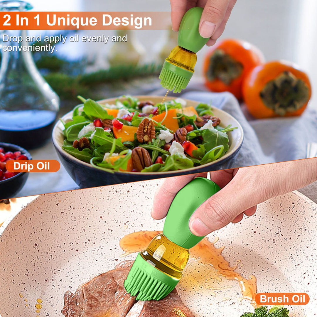 Oil Dispenser Bottle 2 In 1 Cooking Glass Olive Oil Dispenser Silicone Dropper with Silicone Brush Dropper Measuring Container