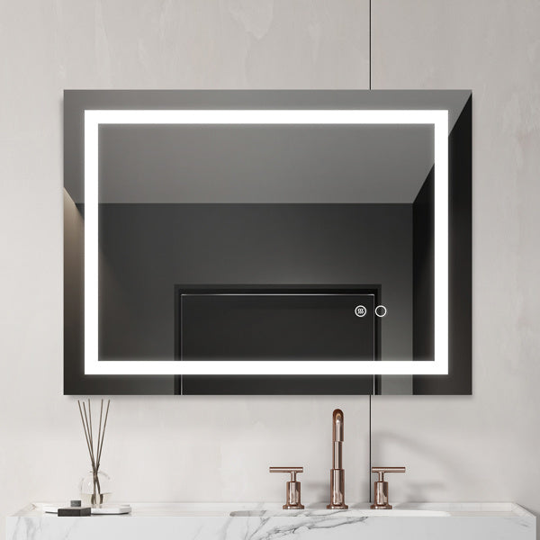 LED Lighted Bathroom Wall Mounted Mirror with High Lumen Anti-Fog Separately Control Dimmer Function