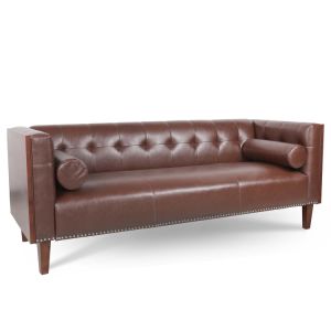 78.74" Wooden Decorated Arm 3 Seater Sofa