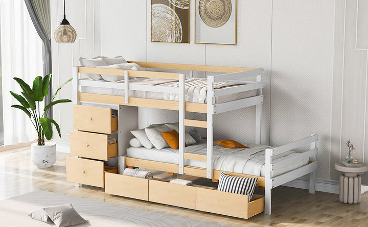 Twin over Twin Loft Bunk Bed with Drawers and Ladder