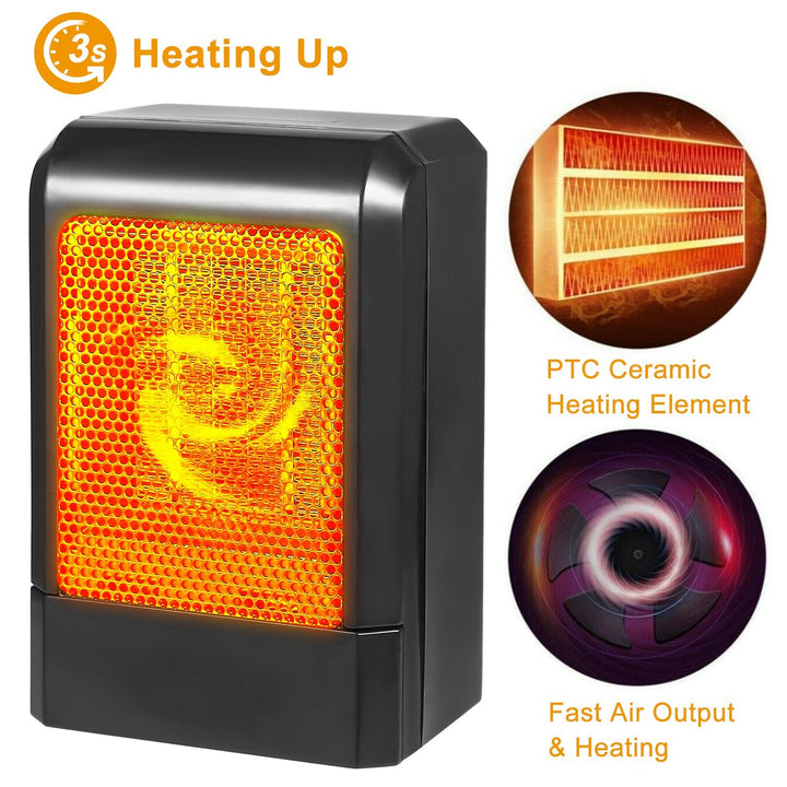 500W Portable Electric Heater PTC Ceramic Heating Fan 3S Heating Space