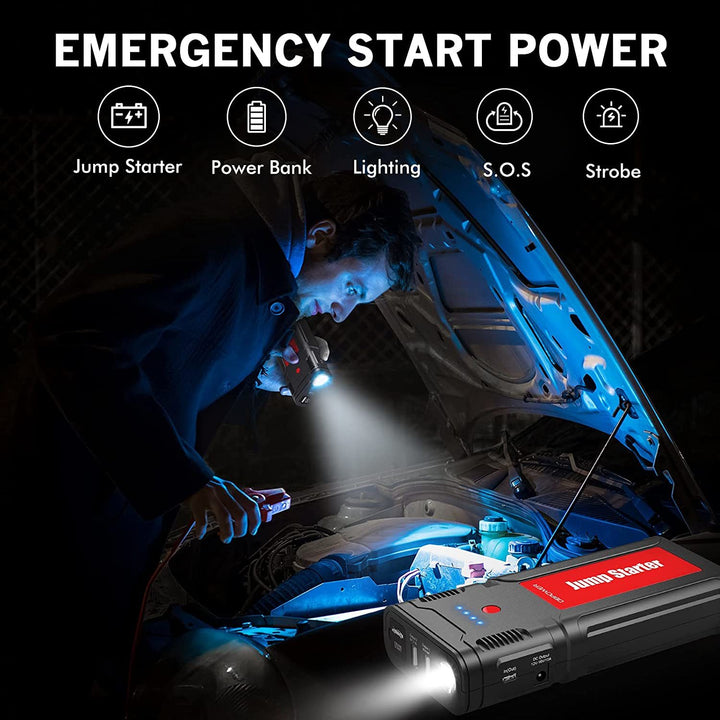 DBPOWER 2500A 21800mAh Portable Car Jump Starter- for up to 8.0L Gasoline/6.5L Diesel Engines, Portable 12V Auto Battery Booster, Power Pack, Quick Charging