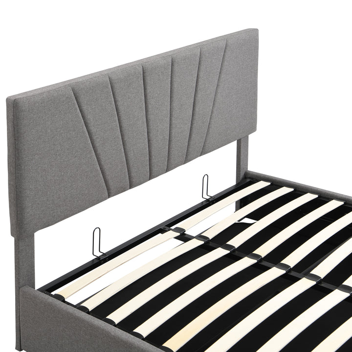 Queen size Upholstered Platform bed with a Hydraulic Storage System