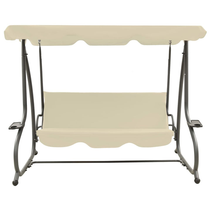 Outdoor Swing Bench with Canopy Sand White