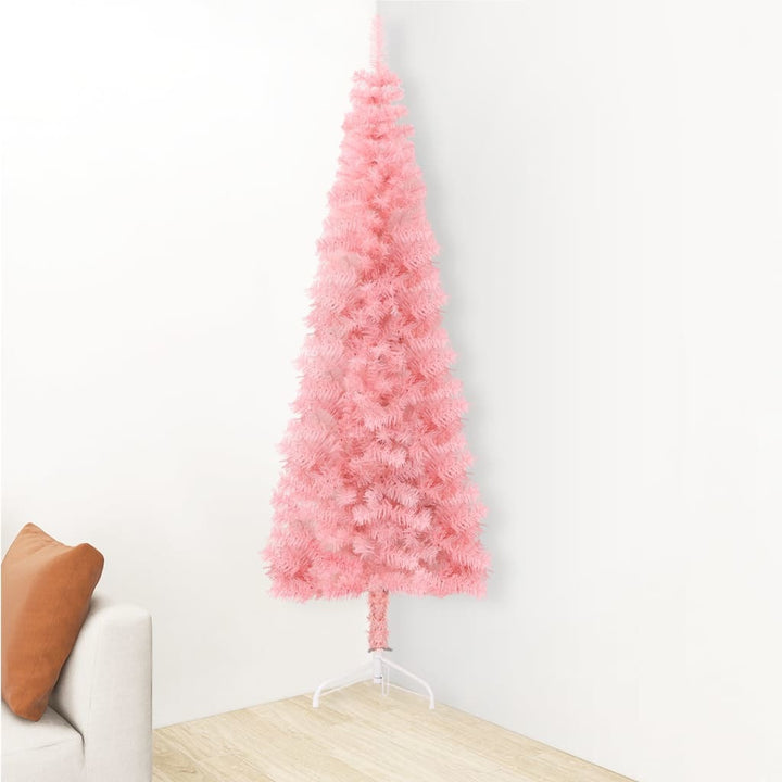 Slim Artificial Half Christmas Tree with Stand Pink 70.9"