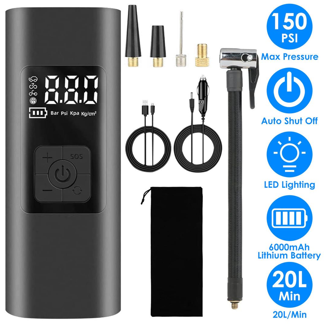 150PSI Cordless Car Tire Pump 6000mAh Rechargeable Tire Inflator