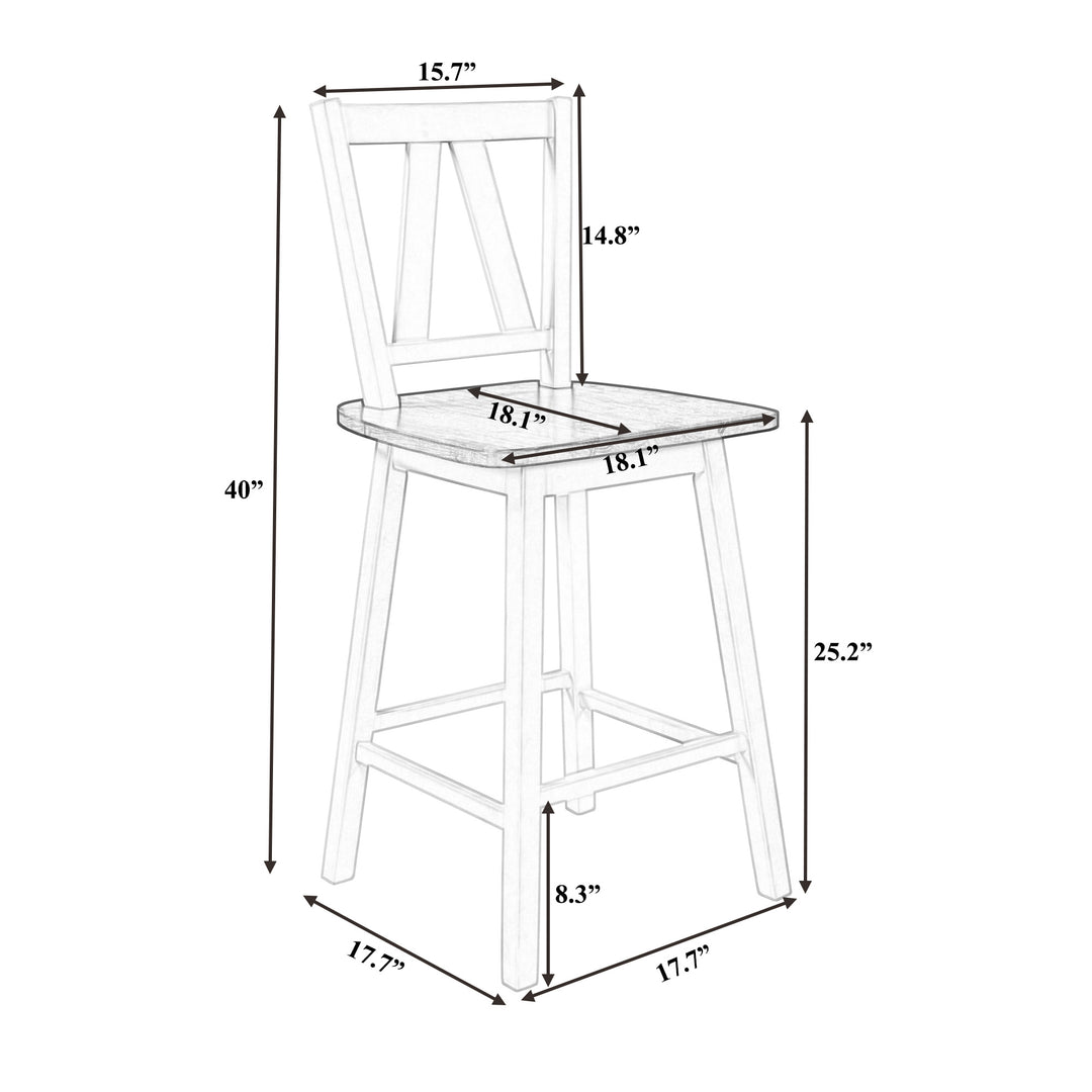 Farmhouse 2-Piece Counter Height Dining Chair Set, Wooden Kitchen Chair Set