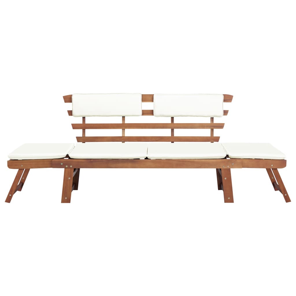 Garden Bench with Cushions 2-in-1 74.8' Solid Acacia Wood