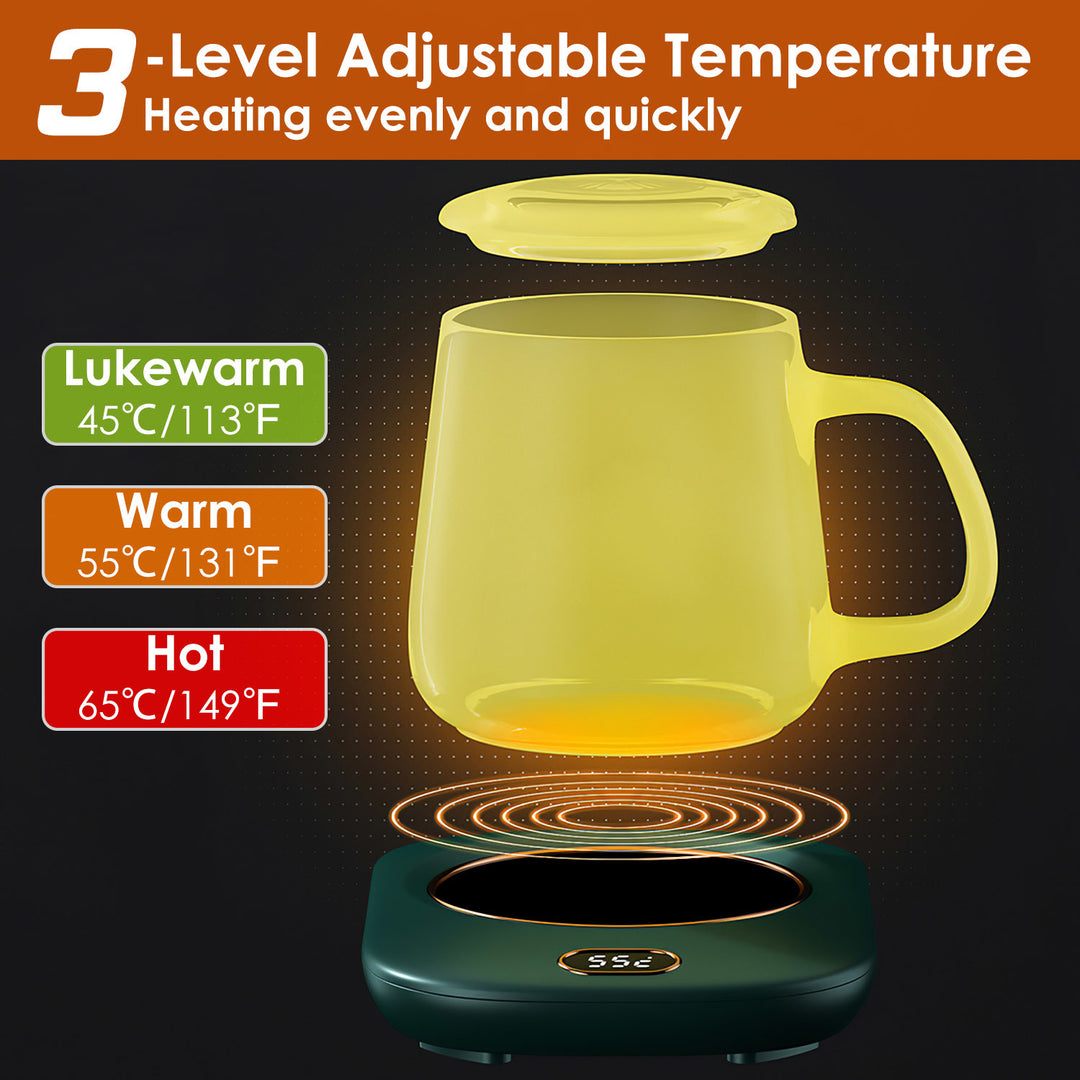 Electric Coffee Mug Warmer for Desk Auto Shut off USB Tea Milk Beverage Cup 3 Temperature Setting