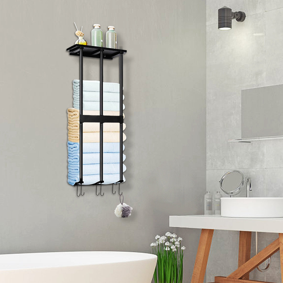 Wall Mounted Towel Rack for Rolled Towels Bathroom Towel Holder Organizer Storage Shelf for Bath Towels Hand Towels