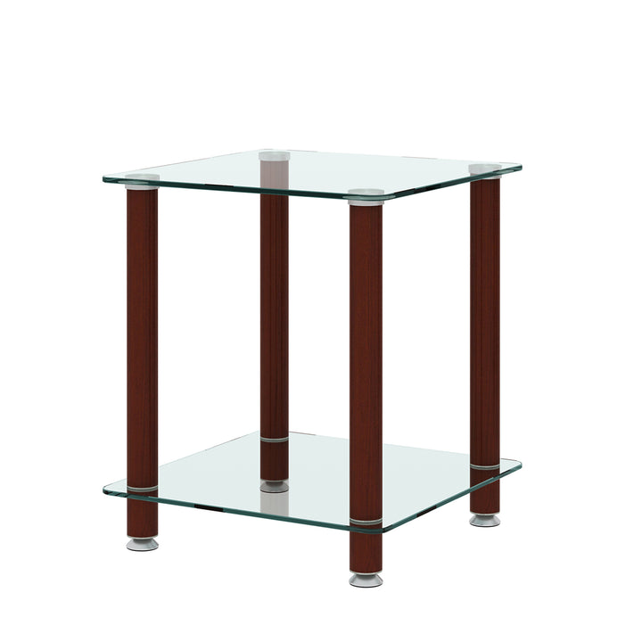 1-Piece 2-Tier Space End Table with Storage Shelves