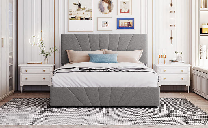 Queen size Upholstered Platform bed with a Hydraulic Storage System