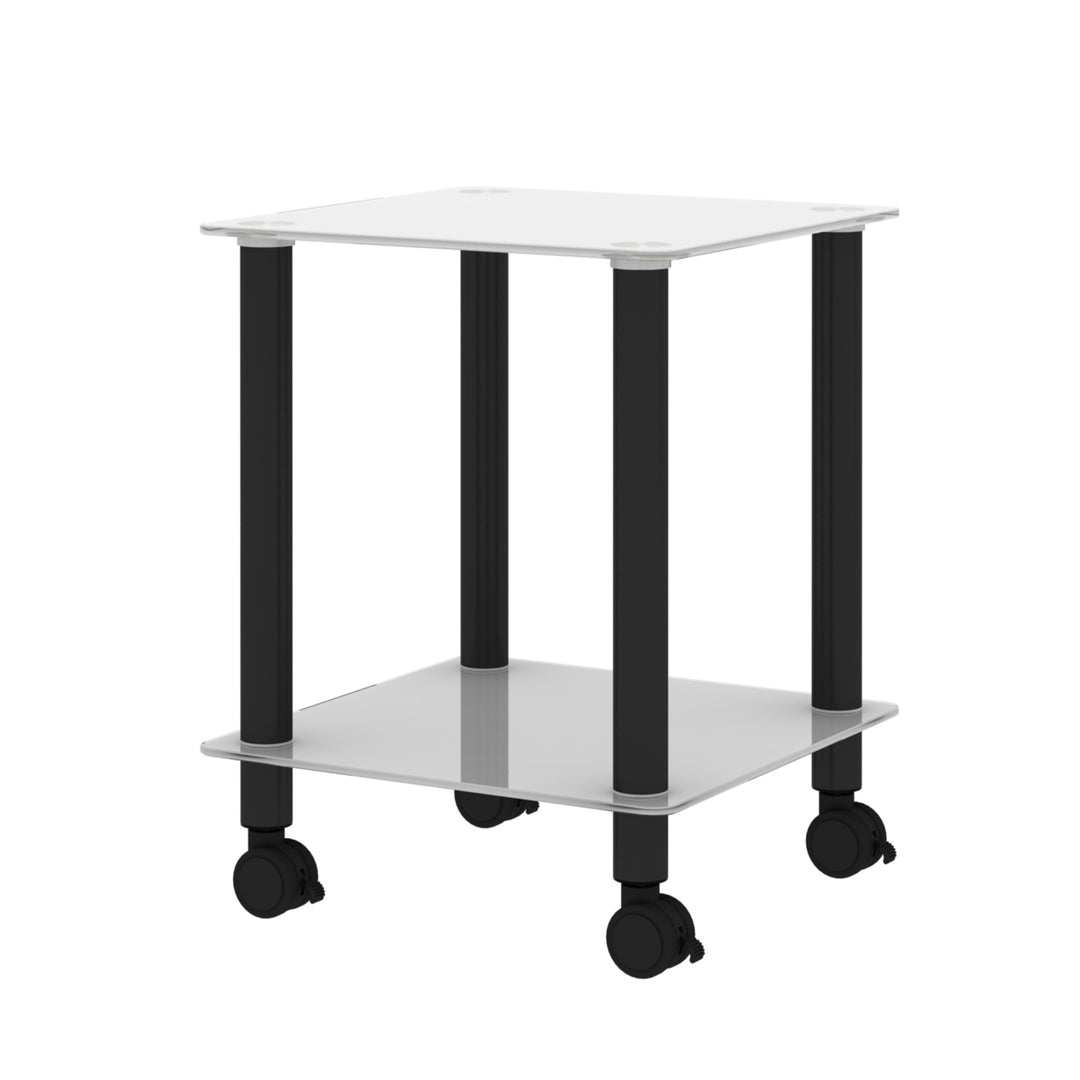 1-Piece 2-Tier Space End Table with Storage Shelves