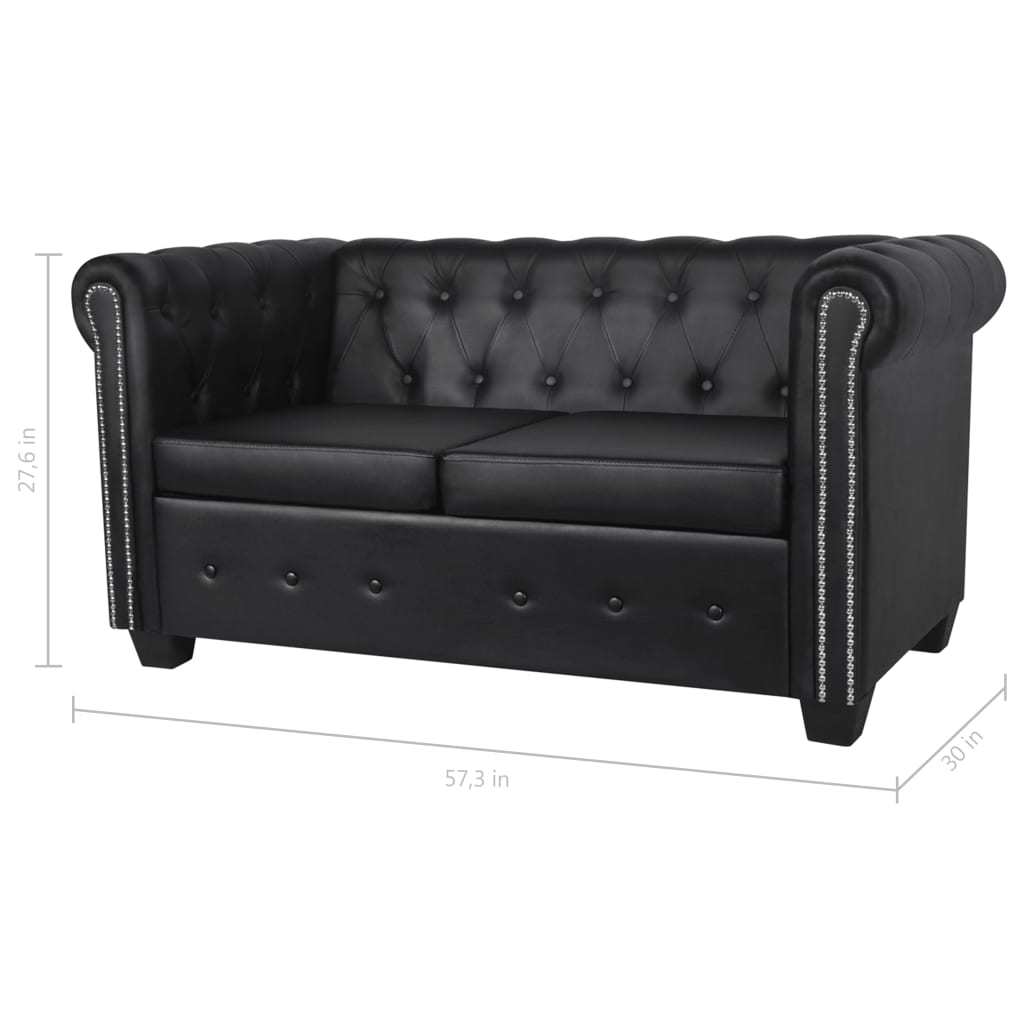 Chesterfield 2-Seater Artificial Leather Black