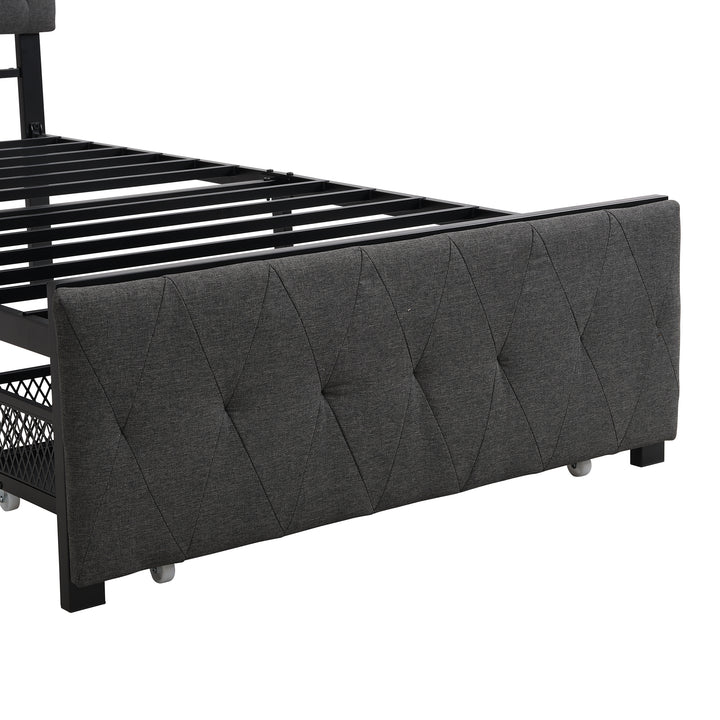 Twin Size Storage Bed Metal Platform Bed with a Big Drawer