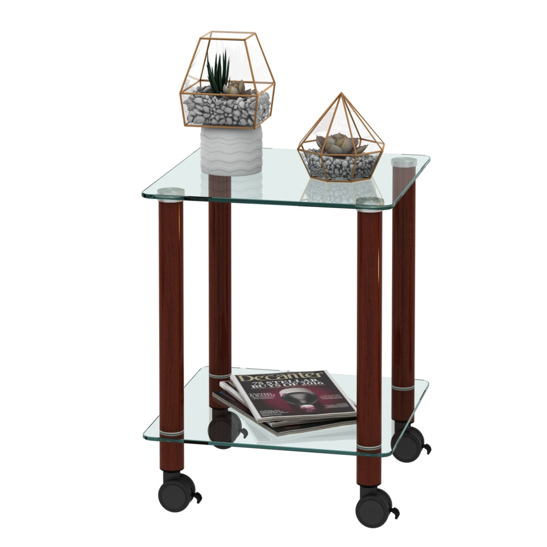 1-Piece 2-Tier Space End Table with Storage Shelves