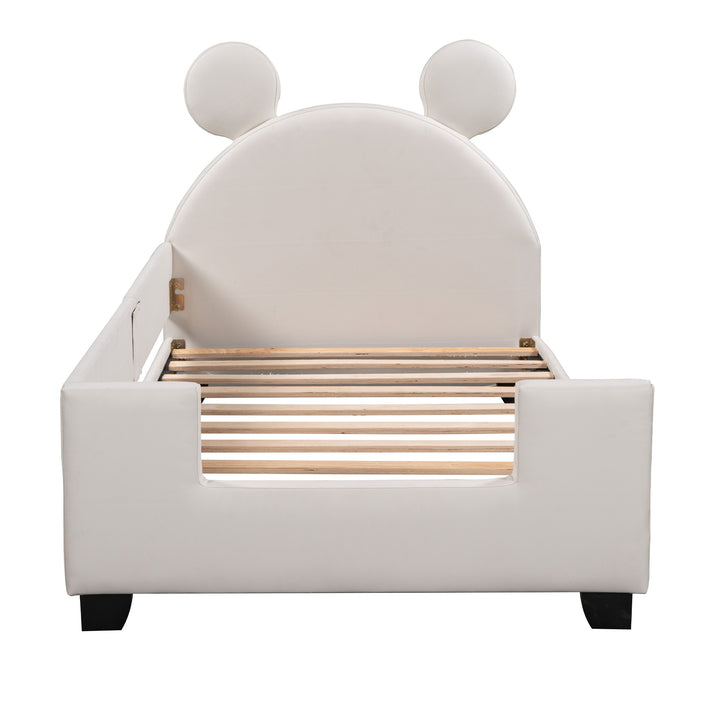 Twin Size Upholstered Daybed with Carton Ears Shaped Headboard