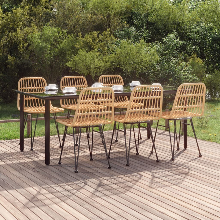 7 Piece Patio Dining Set Poly Rattan