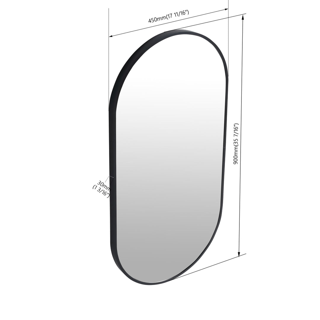 18 x 35 Inch Bathroom Mirror Black Aluminum Frame