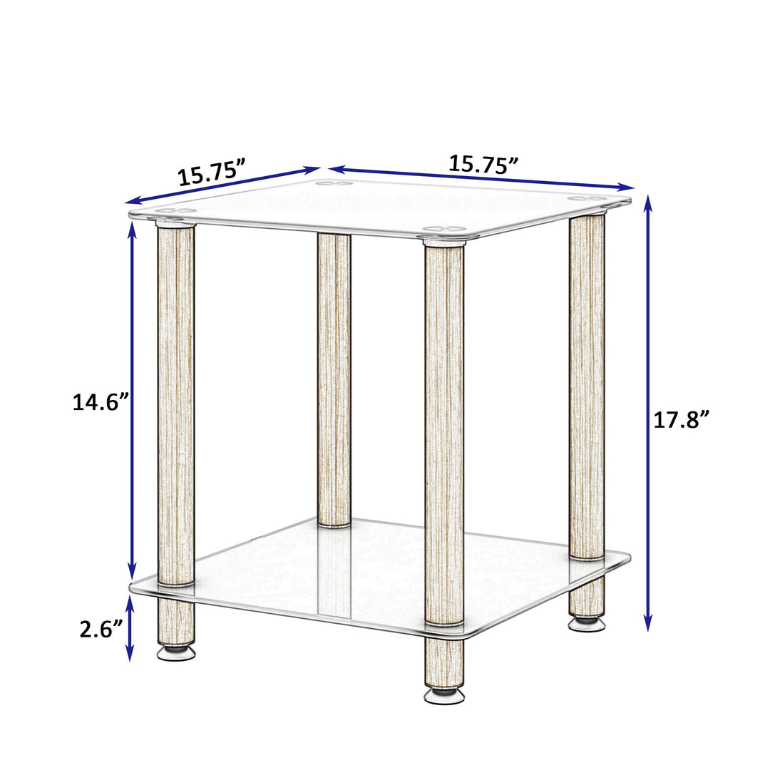 1-Piece 2-Tier Space End Table with Storage Shelves