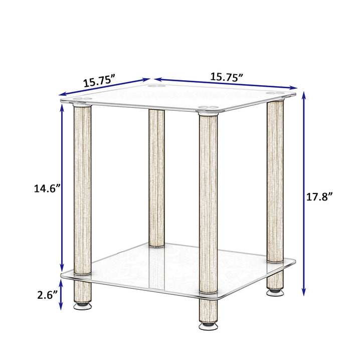 1-Piece 2-Tier Space End Table with Storage Shelves