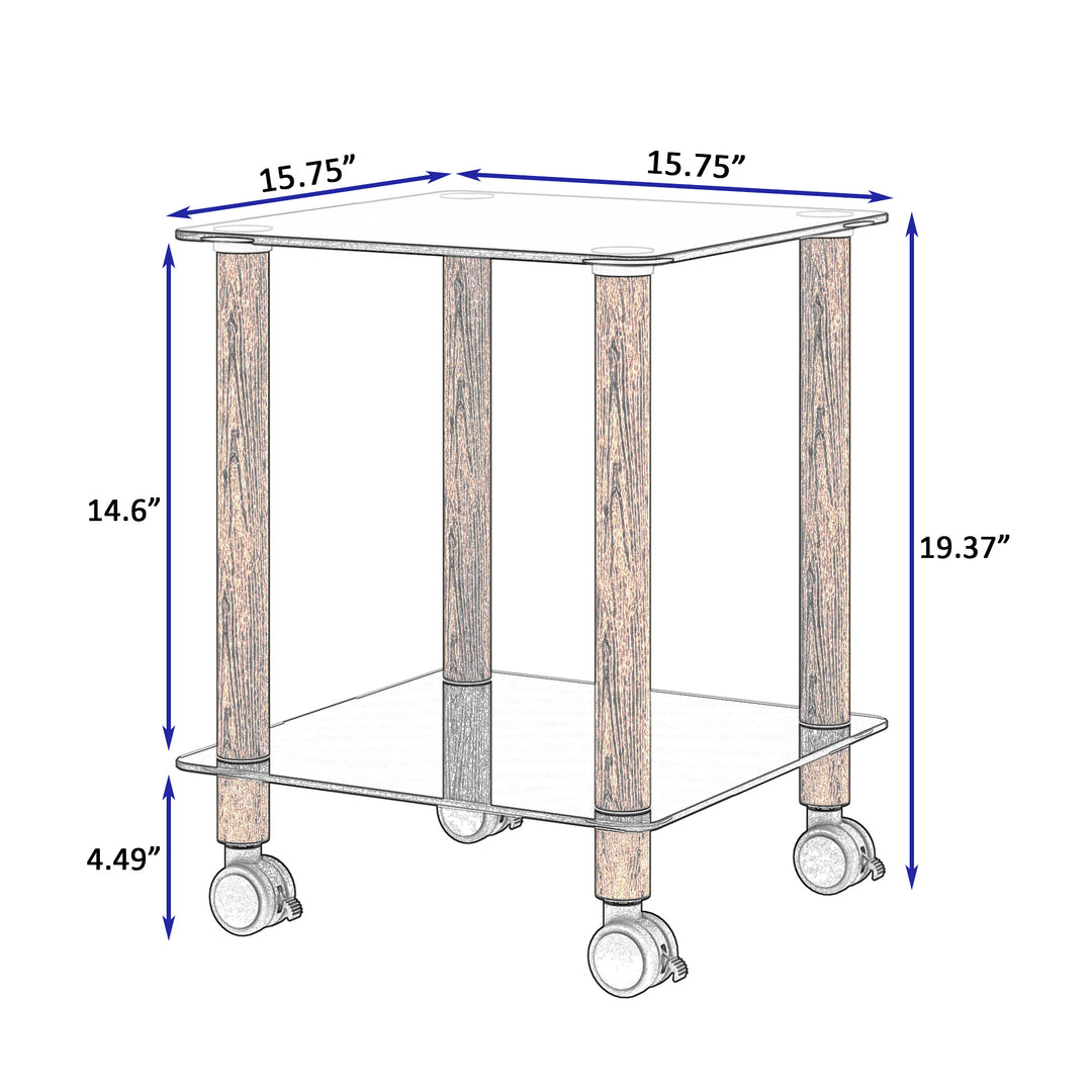 1-Piece 2-Tier Space End Table with Storage Shelves