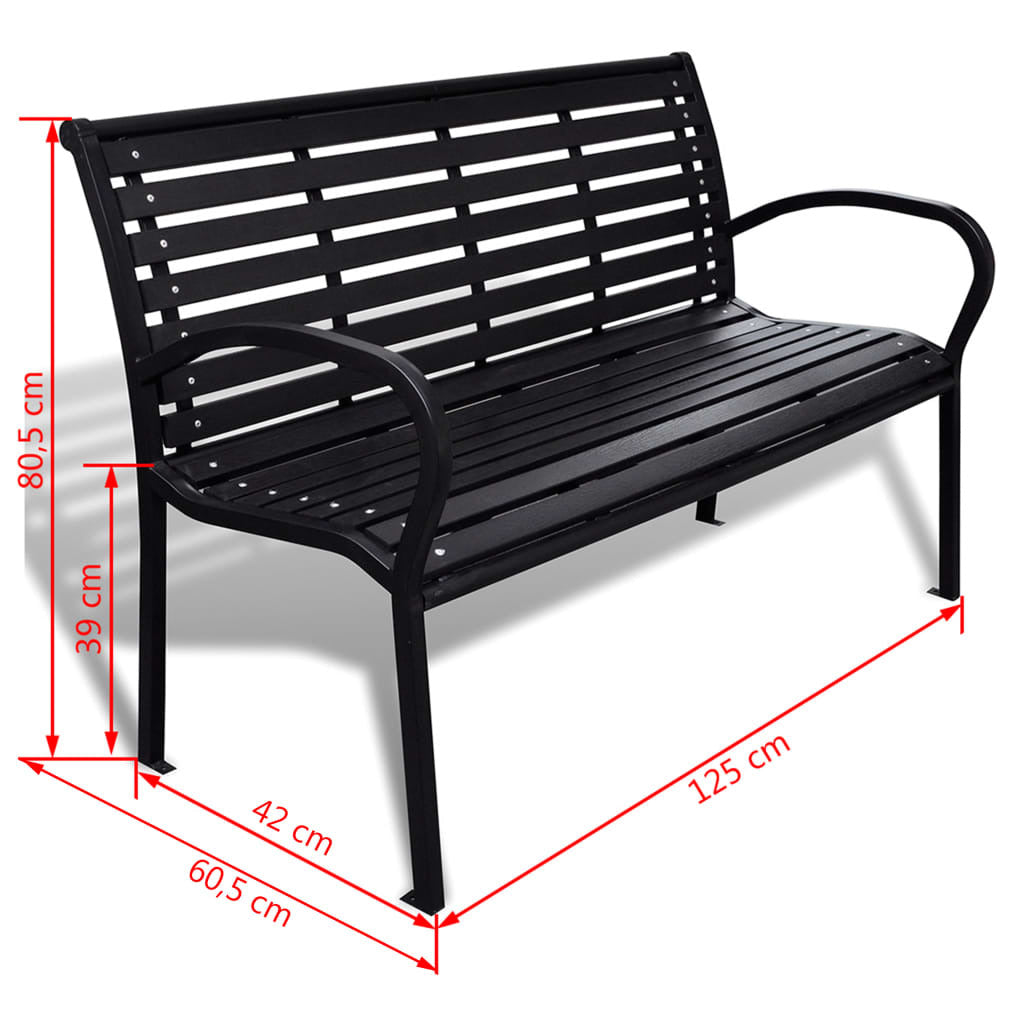 Garden Bench 49.2' Steel and WPC Black