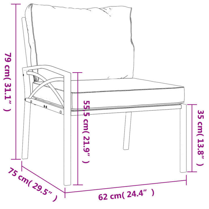 Patio Chairs with Gray Cushions 2 pcs 24.4"x29.5"x31.1" Steel