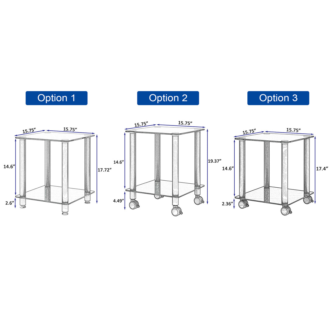 1-Piece 2-Tier Space End Table with Storage Shelves