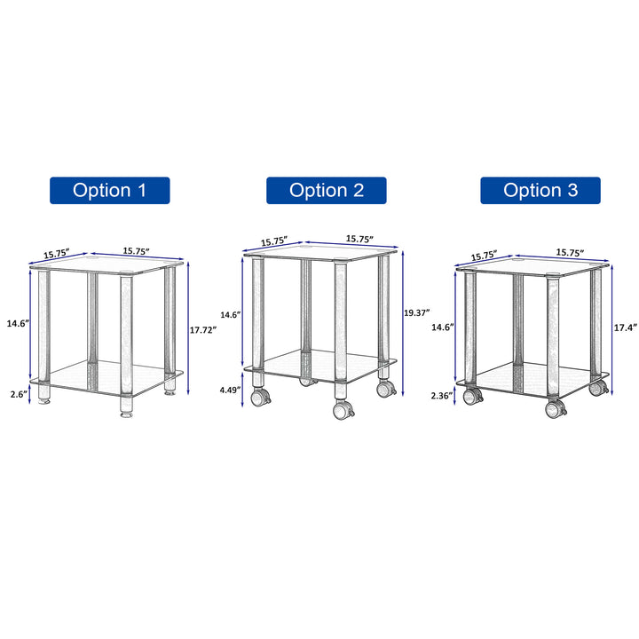 1-Piece 2-Tier Space End Table with Storage Shelves