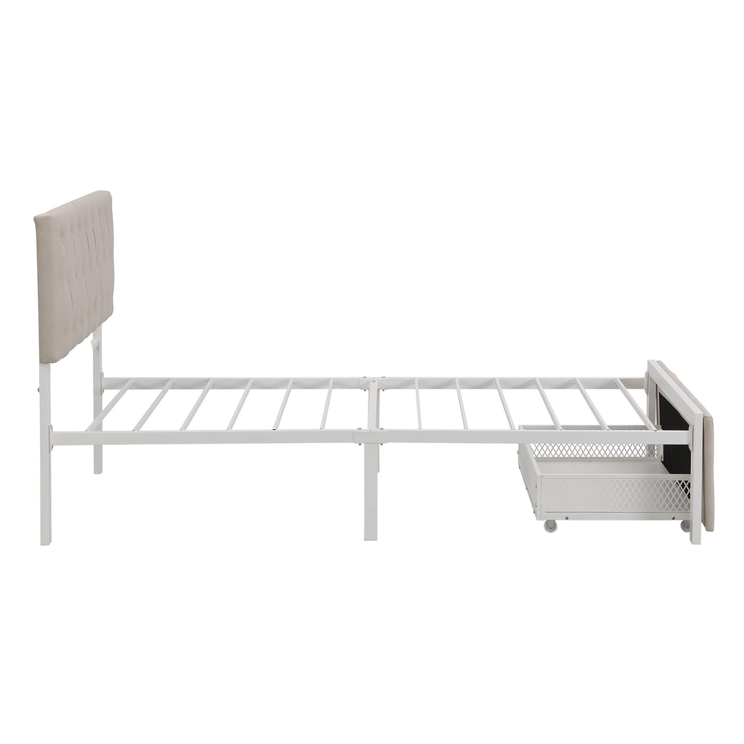 Twin Size Storage Bed Metal Platform Bed with a Big Drawer