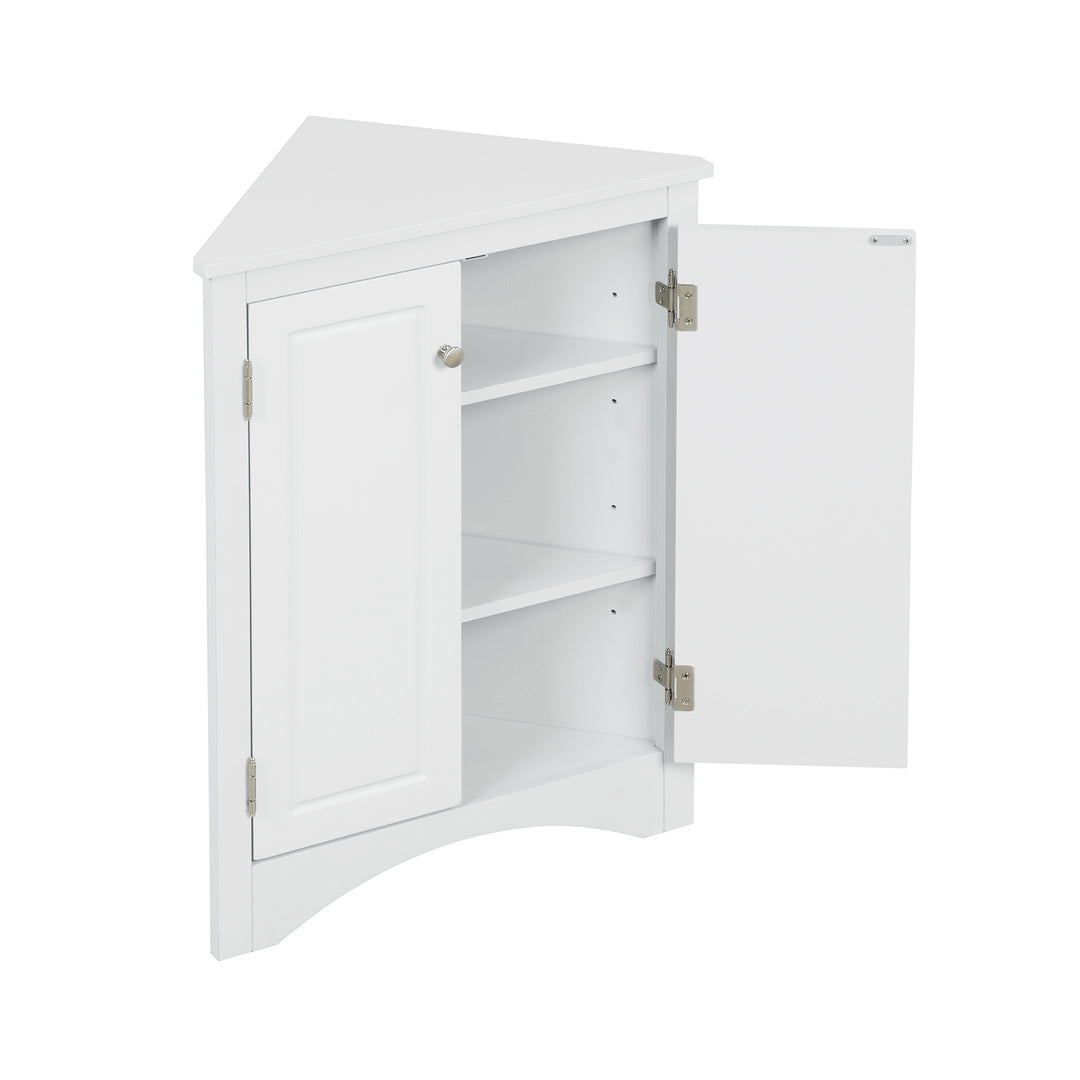 Triangle Bathroom Storage Cabinet with Adjustable Shelves, Freestanding Floor Cabinet