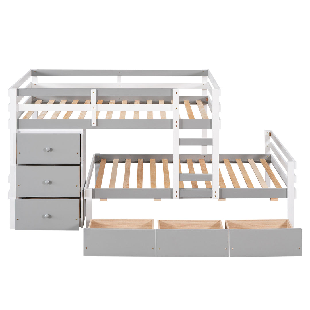 Twin over Twin Loft Bunk Bed with Drawers and Ladder