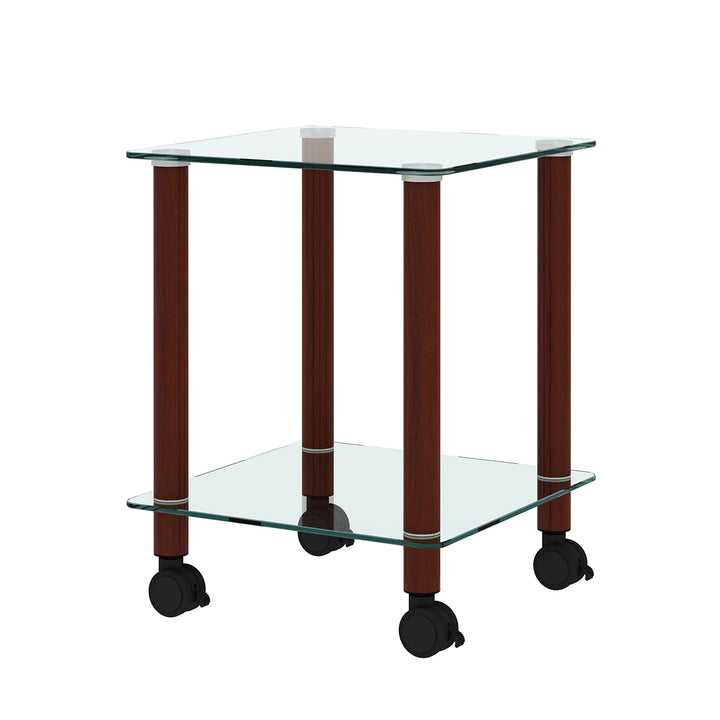 1-Piece 2-Tier Space End Table with Storage Shelves