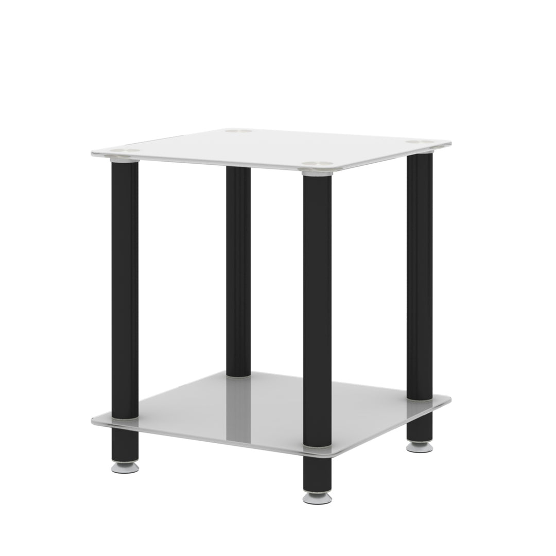 1-Piece 2-Tier Space End Table with Storage Shelves