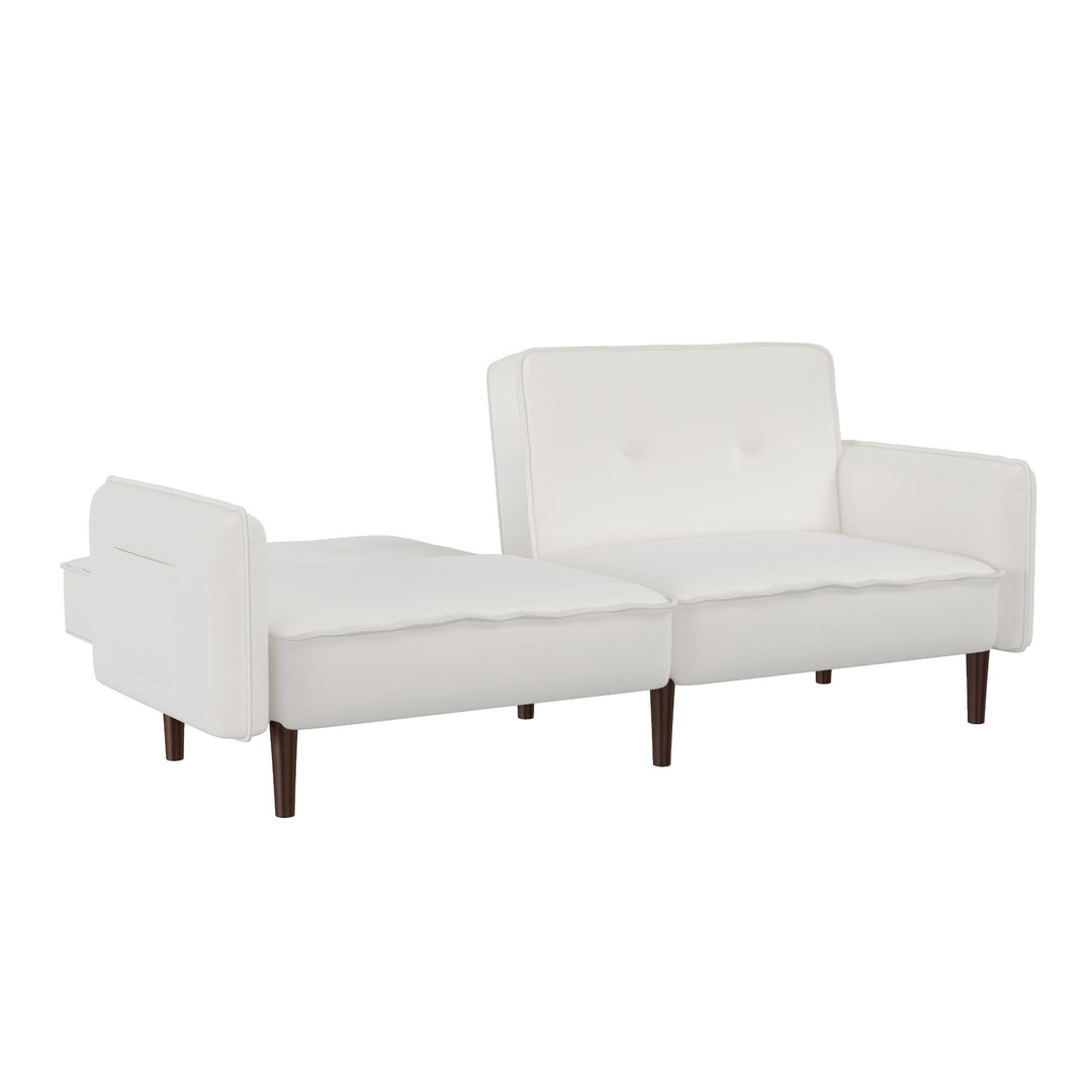 Convertible Sofa Bed with Wood Legs in Cotton Linen Fabric