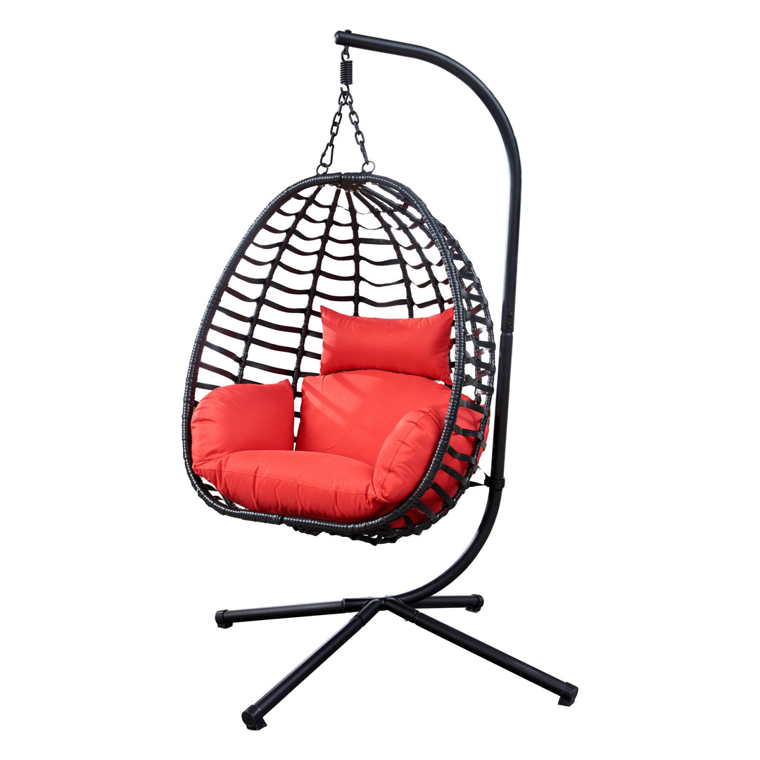 Outdoor Rattan Hanging Oval Egg Chair