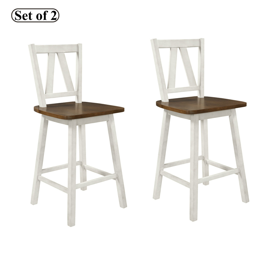 Farmhouse 2-Piece Counter Height Dining Chair Set, Wooden Kitchen Chair Set