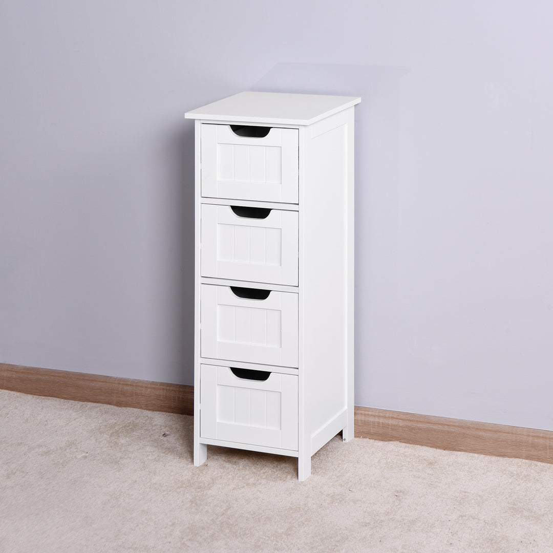 White Bathroom Storage Cabinet, Freestanding Cabinet with Drawers