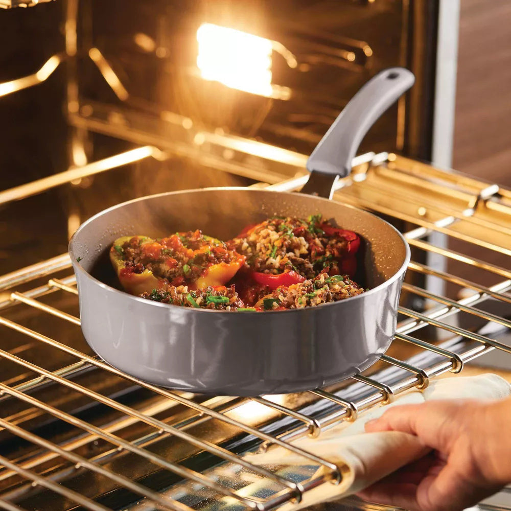 Cook + Create Aluminum Nonstick Saute Pan with Lid 3qt Gray
