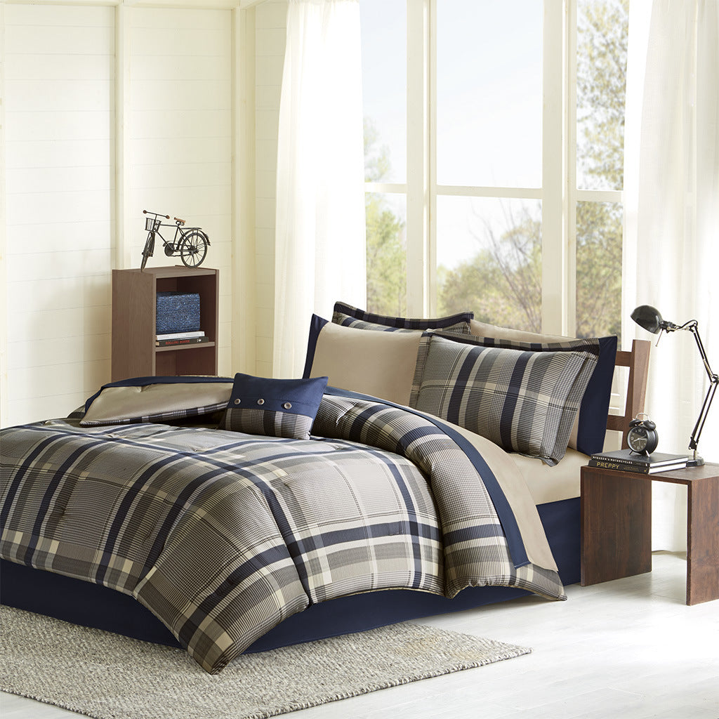 Robbie Plaid Comforter Set with Bed Sheets