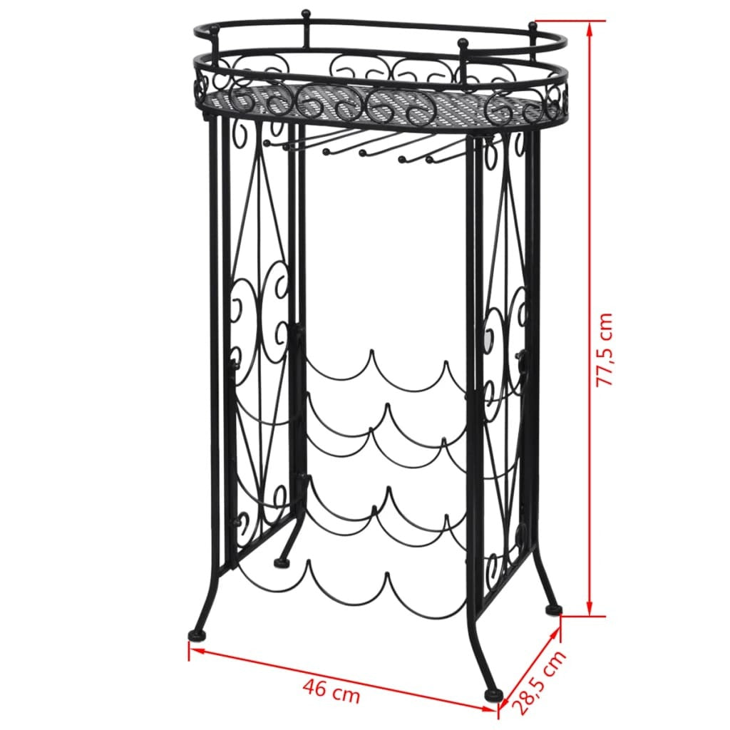 Wine Rack with Glass Holder for 9 Bottles Metal