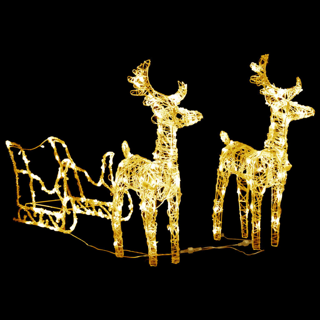 Reindeers and Sleigh Christmas Decoration 160 LEDs 51.2" Acrylic