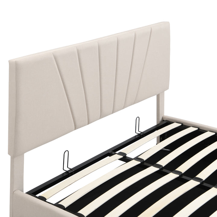 Full size Upholstered Platform bed with a Hydraulic Storage System