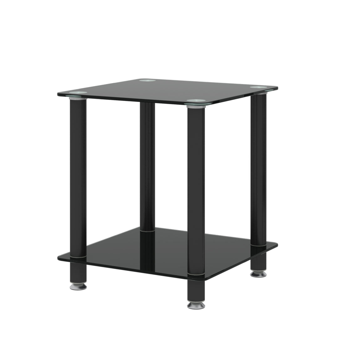 1-Piece 2-Tier Space End Table with Storage Shelves