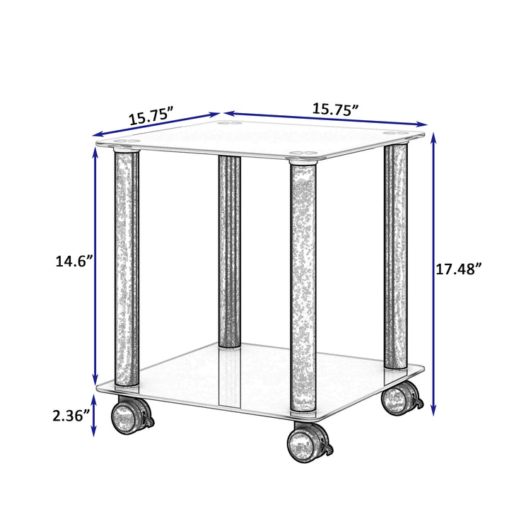 1-Piece 2-Tier Space End Table with Storage Shelves