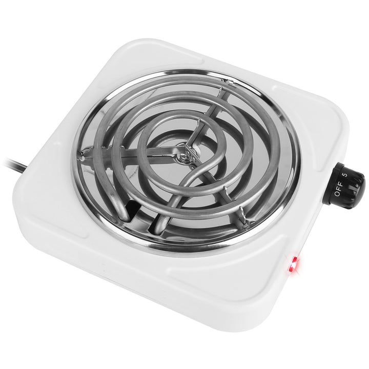 1000W Electric Single Burner Portable Coil Heating Hot Plate Stove Countertop RV Hotplate with Non Slip Rubber Feet 5 Temperature Adjustments