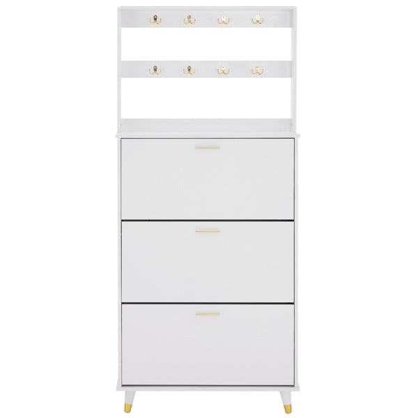 Entryway Bedroom Armoire,Shoe Cabinet,Wardrobe Armoire Closet, Drawers and Shelves, Handles, Hanging Rod, white