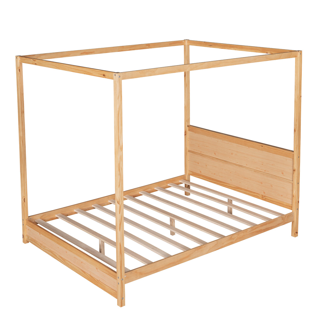 Queen Size Canopy Platform Bed with Headboard and Support Legs