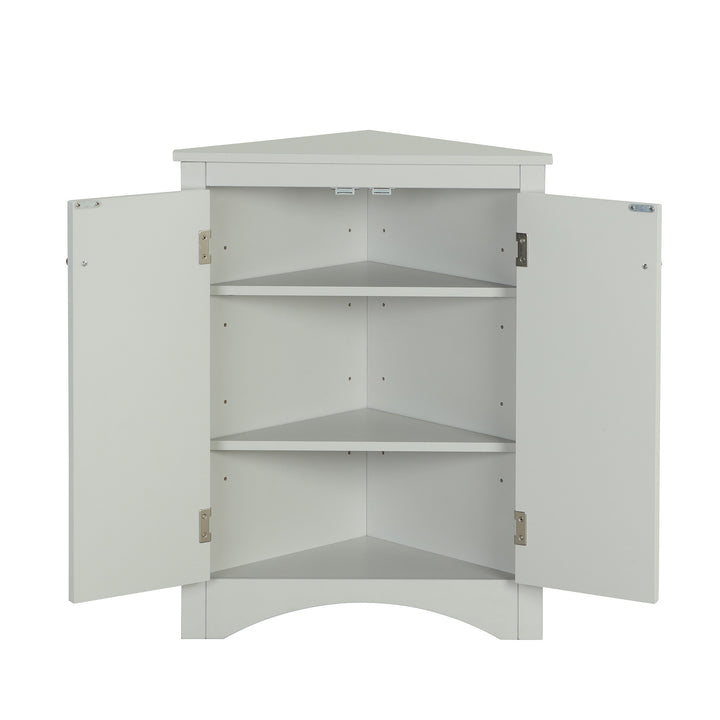 Triangle Bathroom Storage Cabinet with Adjustable Shelves, Freestanding Floor Cabinet